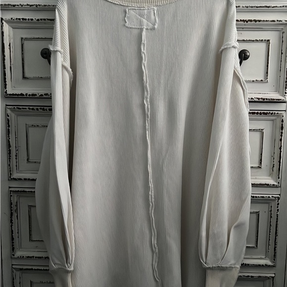 New 🤍 Free People oversized ivory waffle pullover size M - Picture 16 of 16